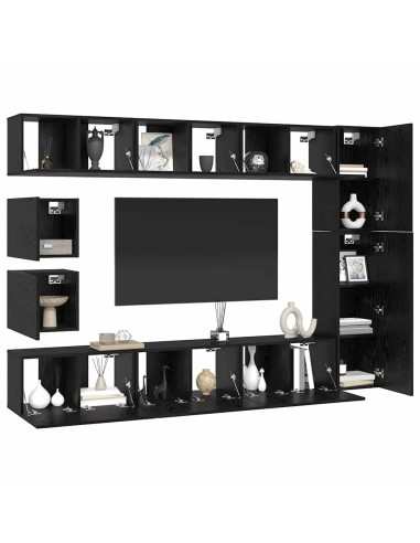 Set mobile TV 10 pcs Rovere Nero Legno multistrato