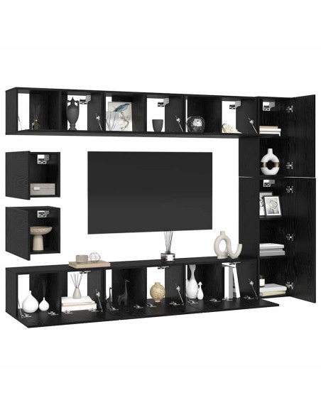 Set mobile TV 10 pcs Rovere Nero Legno multistrato