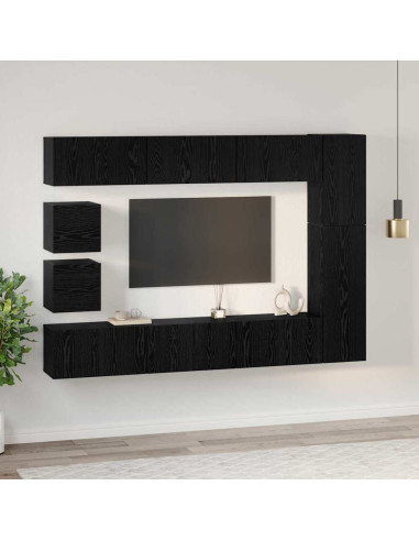 Set mobile TV 10 pcs Rovere Nero Legno multistrato