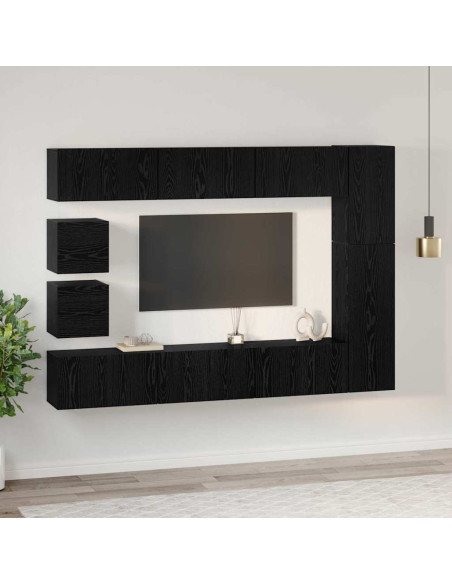 Set mobile TV 10 pcs Rovere Nero Legno multistrato