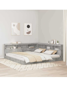 Letto Libreria Grigio cemento 180 x 200 cm Legno multistrato