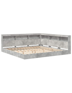 Letto Libreria Grigio cemento 180 x 200 cm Legno multistrato 2