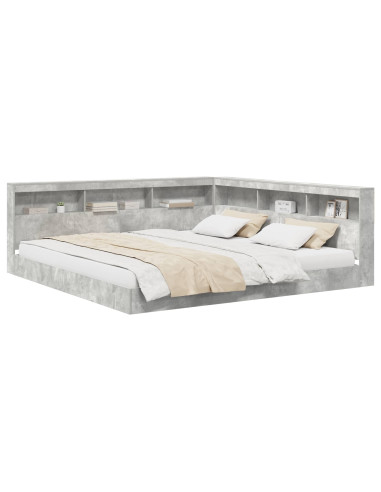 Letto Libreria Grigio cemento 180 x 200 cm Legno multistrato