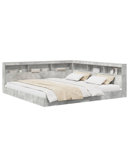 Letto Libreria Grigio cemento 180 x 200 cm Legno multistrato