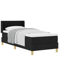 Letto a molle con materasso Nero 200 x 80 cm Poliestere 2
