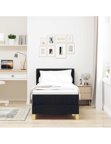 Letto a molle con materasso Nero 200 x 80 cm Poliestere