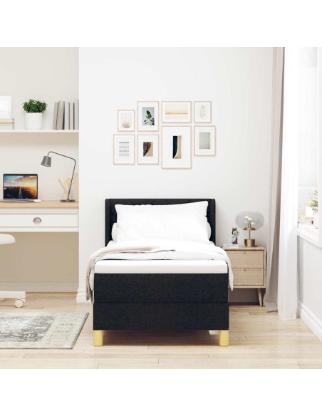 Letto a molle con materasso Nero 200 x 80 cm Poliestere