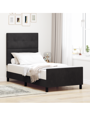 Letto a molle con testiera Nero 90 x 200 cm Velluto
