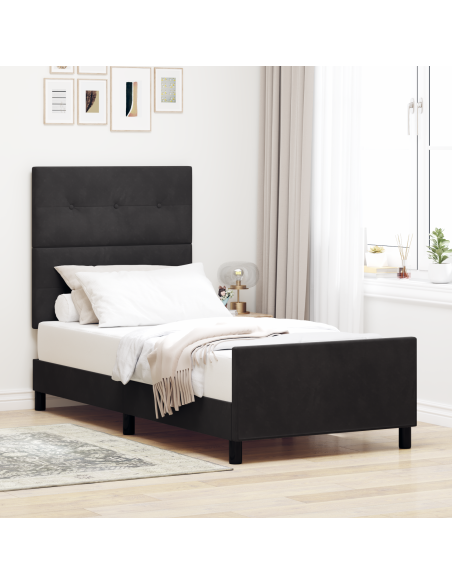 Letto a molle con testiera Nero 90 x 200 cm Velluto