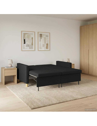 Divano Letto Estraibile Nero Tessuto