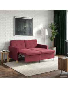 Divano Letto Estraibile Rosso Vino Tessuto