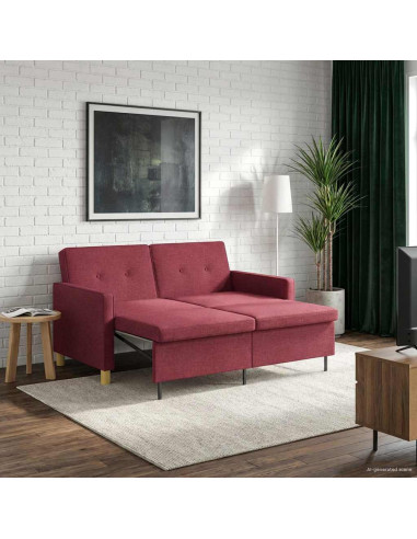Divano Letto Estraibile Rosso Vino Tessuto