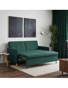 Divano Letto Estraibile Verde Scuro Tessuto