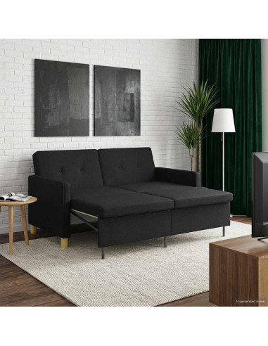 Divano Letto Estraibile Nero Tessuto