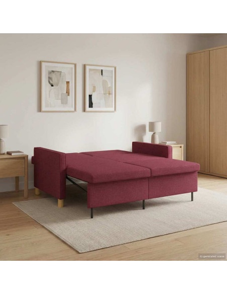 Divano Letto Estraibile Rosso Vino Tessuto
