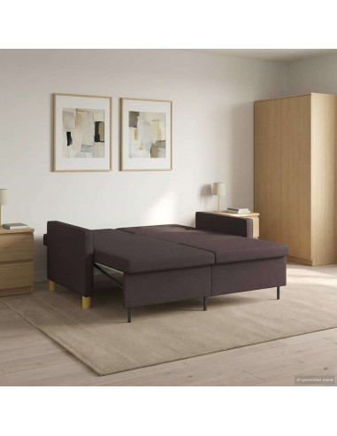 Divano Letto Estraibile Marrone Scuro Tessuto