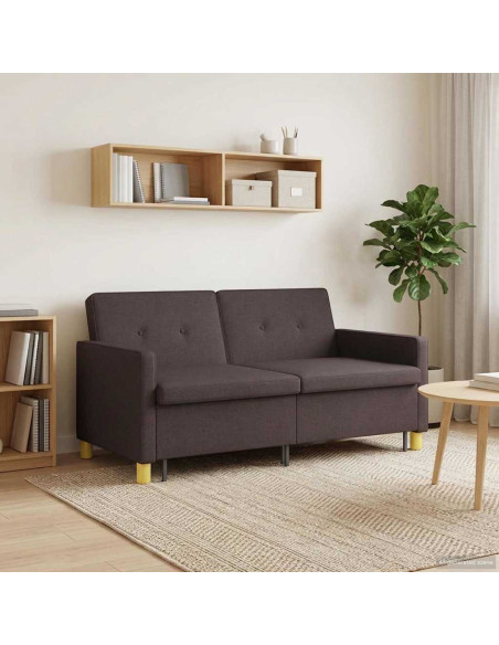 Divano Letto Estraibile Marrone Scuro Tessuto