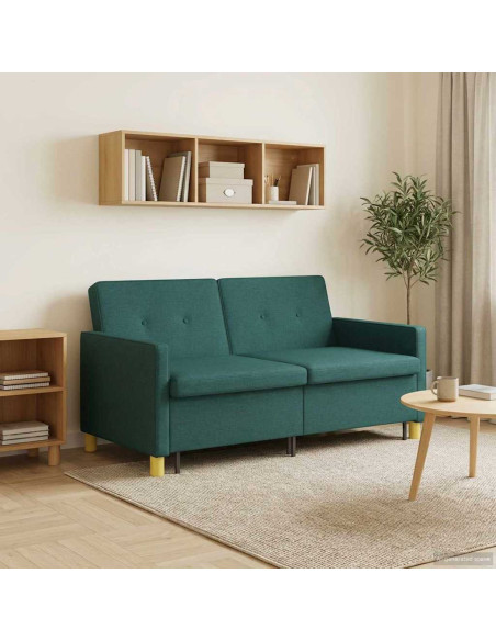 Divano Letto Estraibile Verde Scuro Tessuto
