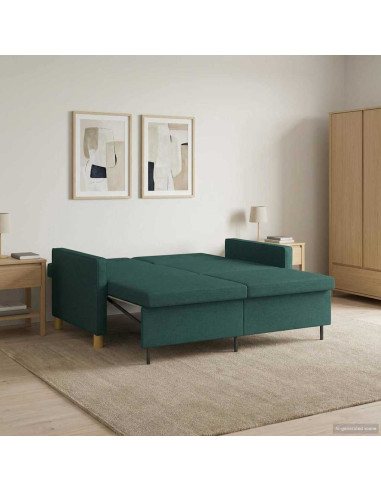 Divano Letto Estraibile Verde Scuro Tessuto