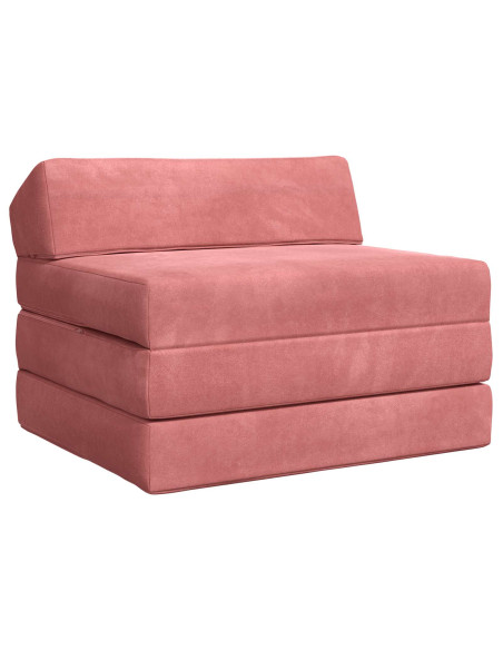 Divano Letto Pieghevole Rosa 200 x 70 x 10 cm Velluto