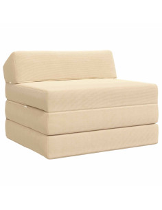 Divano Letto Pieghevole Crema 200 x 70 x 10 cm Tessuto in Cords