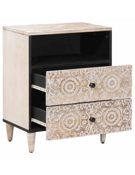 Mobiletto da Letto con cassetto Bianco 50 x 33 x 60 cm