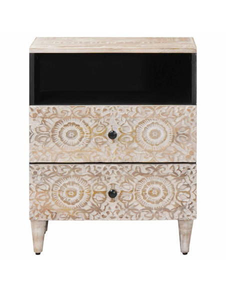 Mobiletto da Letto con cassetto Bianco 50 x 33 x 60 cm