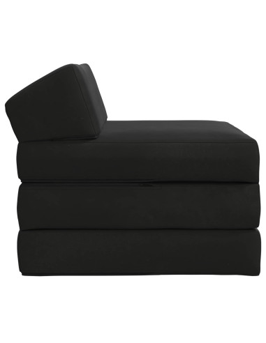 Divano Letto Pieghevole Nero 200 x 70 x 10 cm Velluto