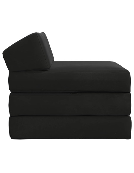 Divano Letto Pieghevole Nero 200 x 70 x 10 cm Velluto