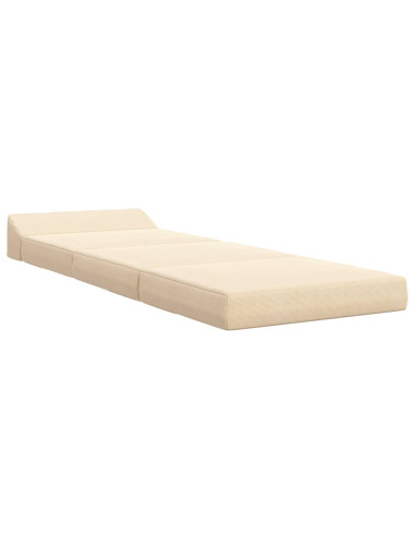 Divano Letto Pieghevole Crema 200 x 70 x 10 cm Tessuto in Cords
