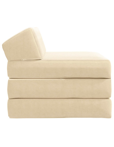 Divano Letto Pieghevole Crema 200 x 70 x 10 cm Tessuto in Cords
