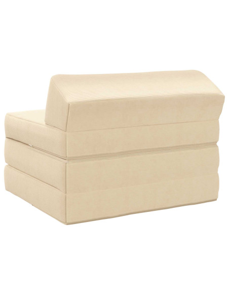 Divano Letto Pieghevole Crema 200 x 70 x 10 cm Tessuto in Cords