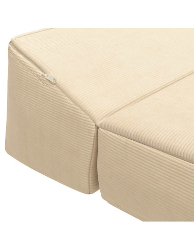 Divano Letto Pieghevole Crema 200 x 70 x 10 cm Tessuto in Cords