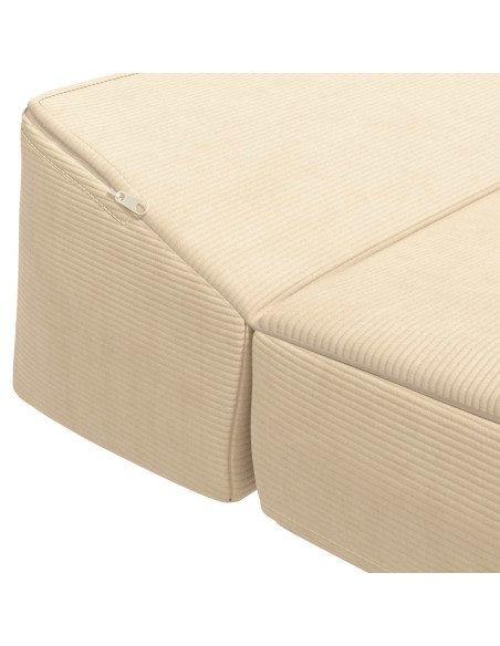 Divano Letto Pieghevole Crema 200 x 70 x 10 cm Tessuto in Cords