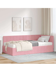 Struttura Letto Angolare con Materasso 2 pcs Grigio Velluto