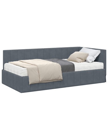 Struttura Letto Angolare con Materasso 2 pcs Grigio Velluto