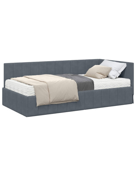 Struttura Letto Angolare con Materasso 2 pcs Grigio Velluto