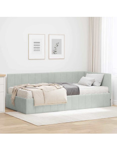 Struttura Letto Angolare con Materasso 2 pcs Grigio chiaro