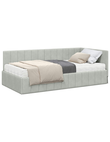 Struttura Letto Angolare con Materasso 2 pcs Grigio chiaro