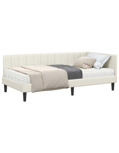 Struttura Letto Angolare con Materasso 2 pcs Crema Velluto