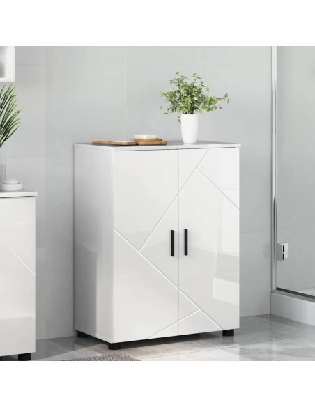 Mobile da Bagno con archiviazione Bianco Lucido 60 x 35 x 80 cm
