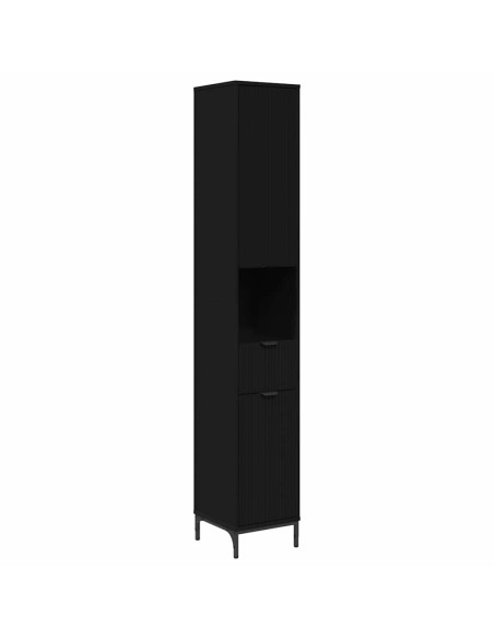 Mobile da Bagno con cassetto con porta Nero 31,5 x 33 x 190 cm