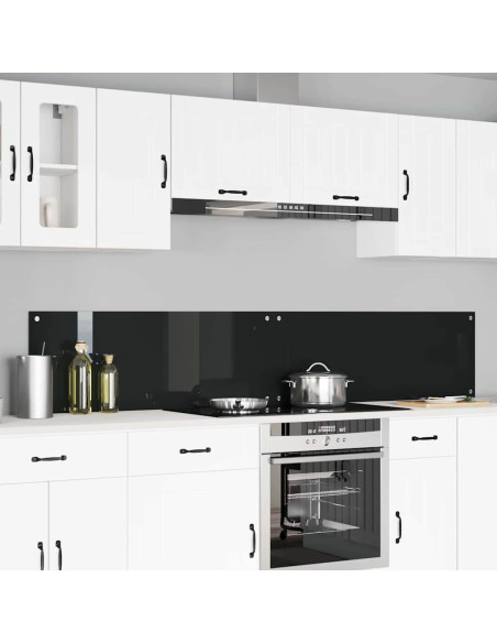 Schienale da cucina 2 pcs Nero 110 x 40 cm vetro temperato
