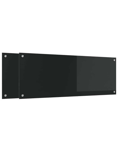 Schienale da cucina 2 pcs Nero 110 x 40 cm vetro temperato