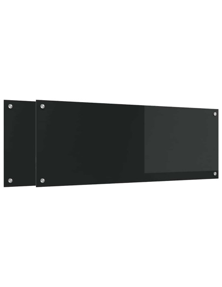 Schienale da cucina 2 pcs Nero 110 x 40 cm vetro temperato