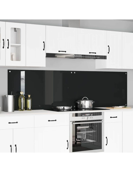Schienale da cucina 2 pcs Nero 110 x 60 cm vetro temperato
