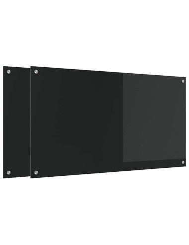 Schienale da cucina 2 pcs Nero 110 x 60 cm vetro temperato
