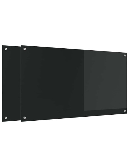 Schienale da cucina 2 pcs Nero 110 x 60 cm vetro temperato