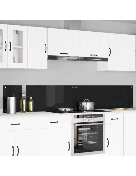 Schienale da cucina 2 pcs Nero 120 x 40 cm vetro temperato
