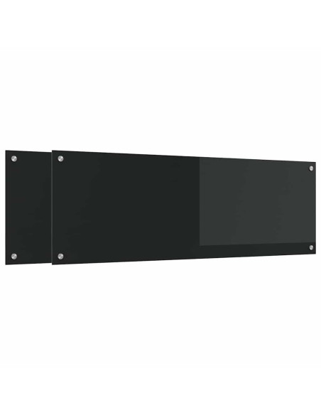 Schienale da cucina 2 pcs Nero 120 x 40 cm vetro temperato
